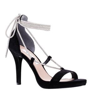 Nina Women's Rhea Velvet Crystal Tie Evening Sandals